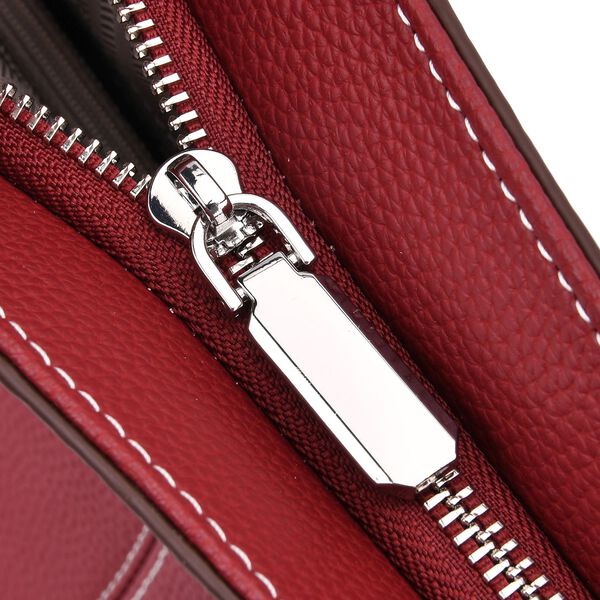 Echtleder Modische, geräumige Kontrastfarbene Tasche, 33x13x29 cm, Rot image number 6