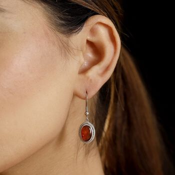 Feuer Opal Matrix Ohrringe 950 Kupfer ca. 8,00 ct.