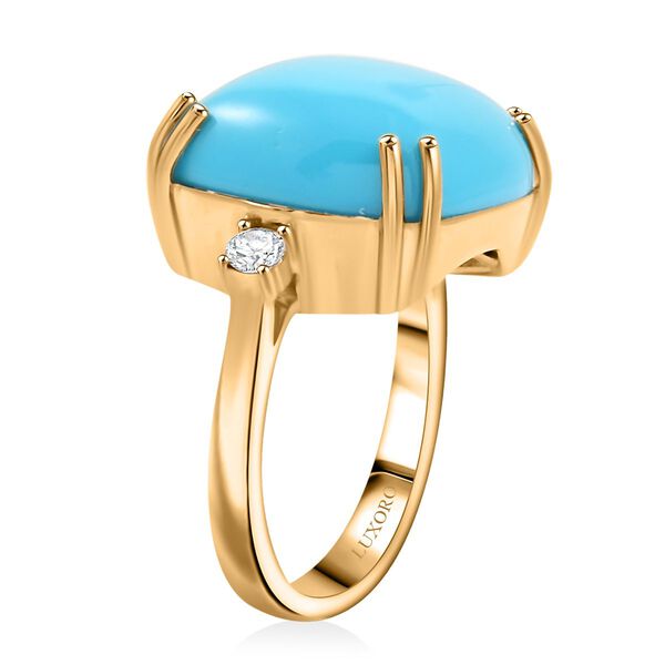 LUXORO zertifiziert und geprüft AAA amerikanischer, natürlicher Sleeping Beauty Türkis und Diamant Ring in 417 Gold - 10,65 ct. image number 3