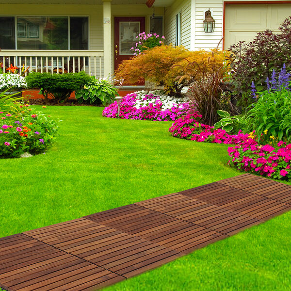 10er-Set Fliesen aus Teakholz, Braun&nbsp; image number 2