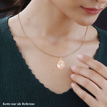 13-16mm Pfirsich-Barockperle Anh&auml;nger mit 50cm Kette