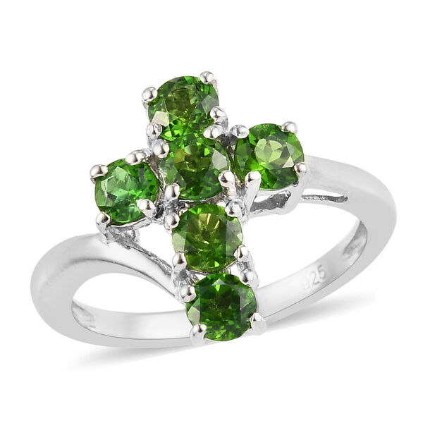 Natürlicher Chromdiopsid Ring 925 Silber platiniert  ca. 1,15 ct image number 4