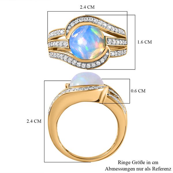 Nat&uuml;rlicher, &auml;thiopischer Welo Opal und Zirkon Ring - 3,15 ct. image number 8