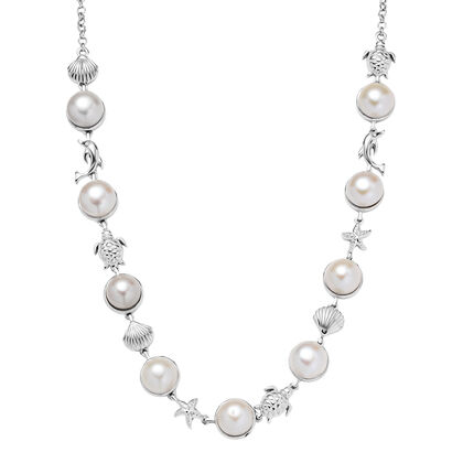 EVER TRUE S&uuml;&szlig;wasser Perle (9-9.5 mm) Halskette ca. 50 cm Nickelfreies Messing, Silberfarben