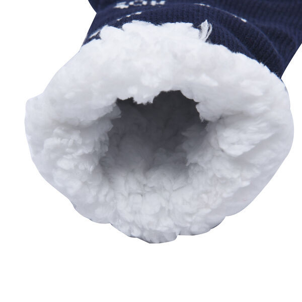 2er-Set - 2 Paar rutschfeste Haus Socken mit warmem Sherpa Futter, Einheitsgr&ouml;&szlig;e Weihnachtsmotiv, Schwarz und Blau&nbsp; image number 4