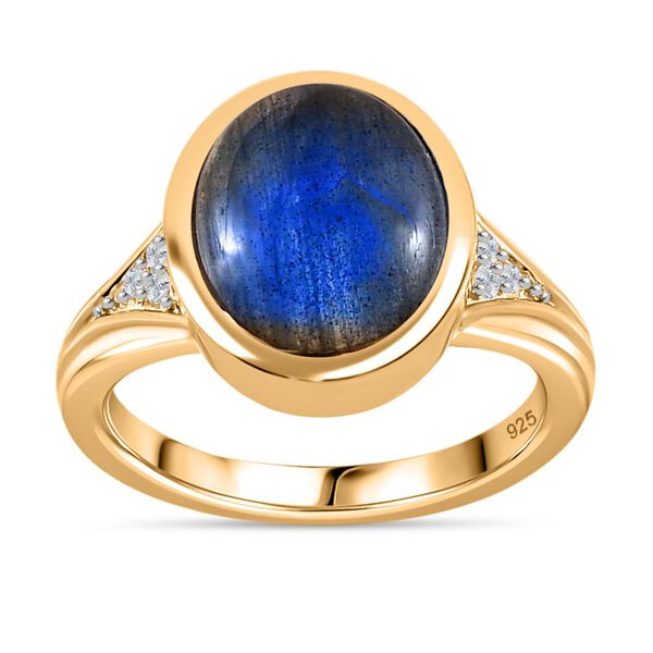 AAA Labradorit, Weißer Zirkon Ring, ca. 6,26 ct image number 5