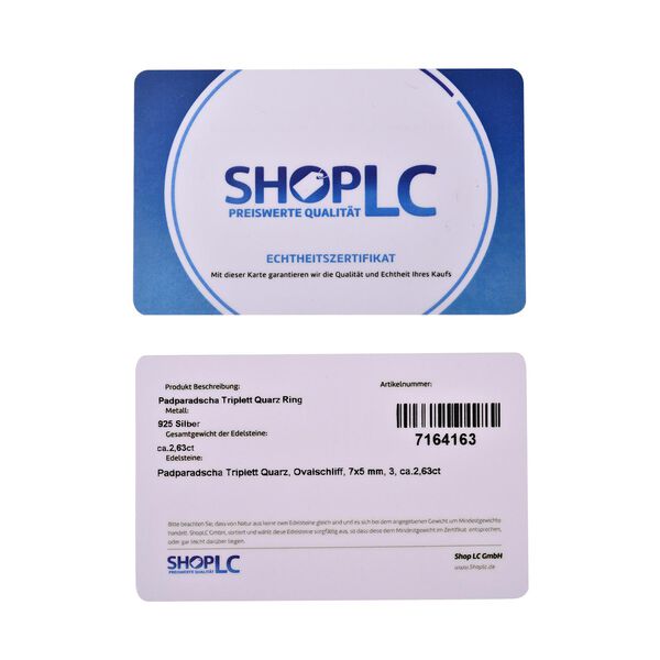 Padparadscha Triplett Quarz-Ring, 925 Silber platiniert (Gr&ouml;&szlig;e 17.00) ca. 2,63 ct image number 7