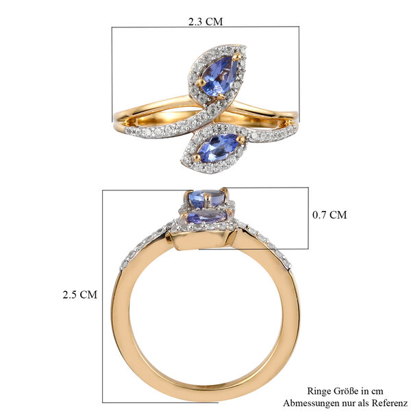 AA Tansanit und Zirkon Bypass Ring 925 Silber vergoldet  ca. 0,84 ct image number 7