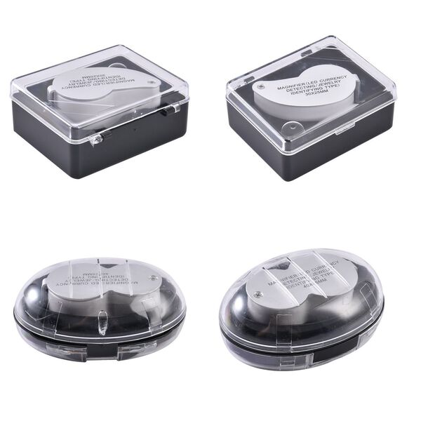 2er-Set Schmucklupen mit LED- und UV Licht,  6,2x3,3x2,2cm 40x Linse und  6,5x3,3x2,7 cm 30x Linse, Wei&szlig; image number 4