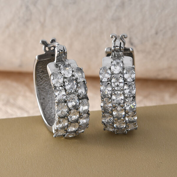 Wei&szlig;e Zirkonia-Creolen, Edelstahl ca. 8,96 ct image number 2