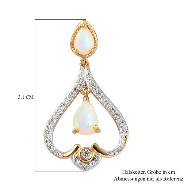 Nat&uuml;rlicher, &auml;thiopischer Opal und Zirkon-Anh&auml;nger in Silber image number 6