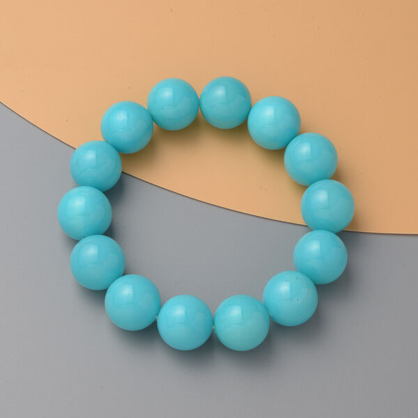 Flexibles Sleeping Beauty T&uuml;rkis Muschelkernperlen-Armband, ca. 19 cm image number 2