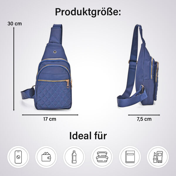 Rucksack mit RFID-Schutz in Steppoptik, 17x7,5x30cm, Marineblau image number 5
