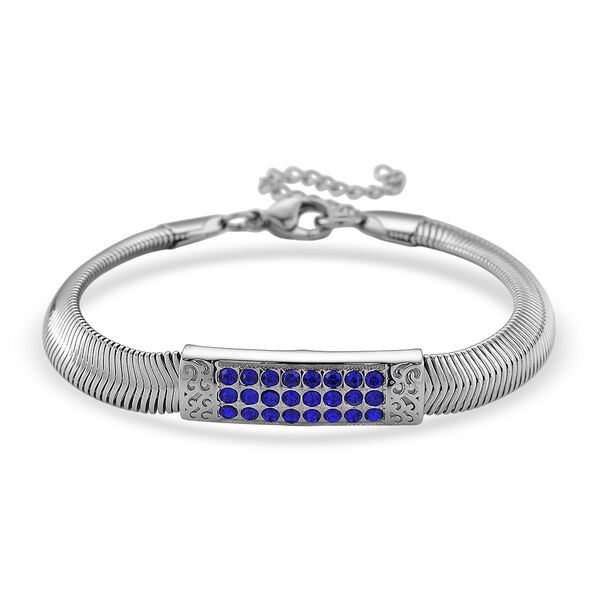 DESIGNER-INSPIRIERT Blaues Kristall-Armband, ca. 19cm mit 5cm extender, Reiner Edelstahl image number 0