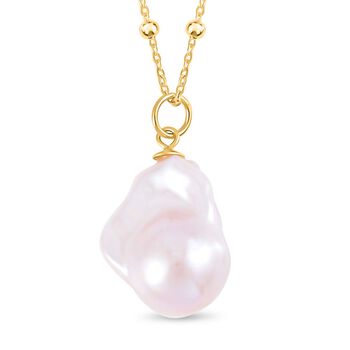 Wei&szlig;er Barockperlen Halskette (16-20 mm), ca. 45 cm 925 Silber vergoldet