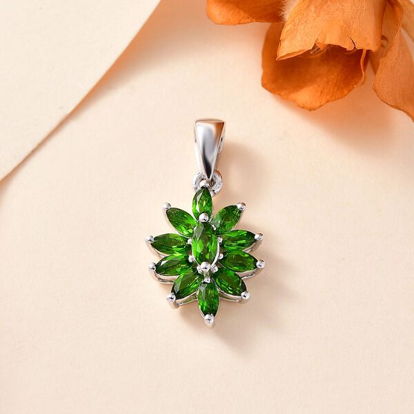 Natürlicher Chromdiopsid Anhänger 925 Silber rhodiniert ca. 1.13 ct image number 2