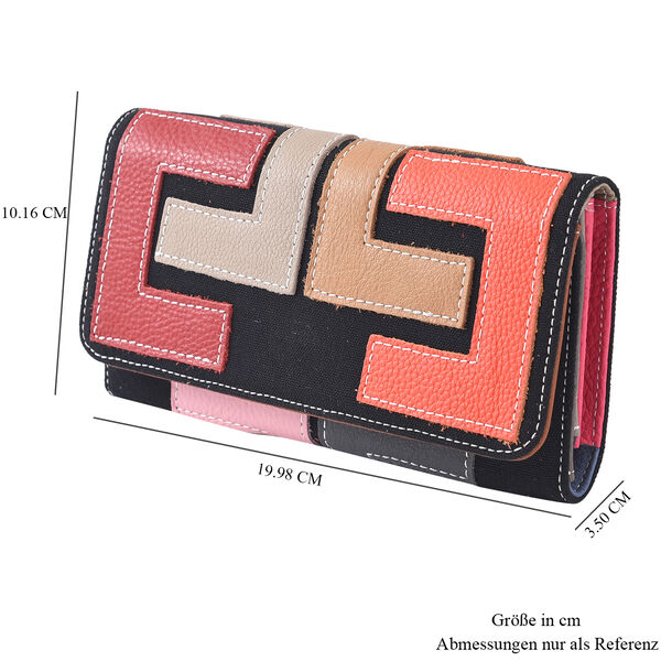 Chaos by Elsie: Patchwork Brieftasche aus 100% echtem Leder mit RFID Schutz, Rot und Orange image number 6