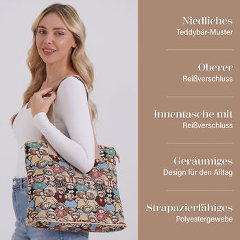 Vielseitige Tragetasche mit Teddyb&auml;r-Muster, 38x13x33cm
