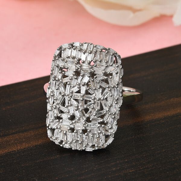 Diamant Cluster Ring 925 Silber Platin-Überzug image number 2