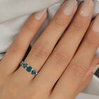 Blaugrüner Grandidierit und Diamant 5 Stein Ring 375 Gelbgold image number 2