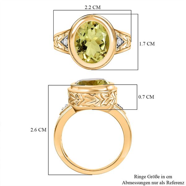 AAA Ouro Verde Quarz und Zirkon Ring, ca. 4,48 ct. image number 7
