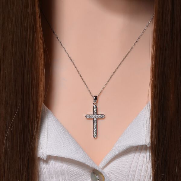 Moissanit Kreuz Anhänger mit 45cm Kette - 0,45 ct. image number 2