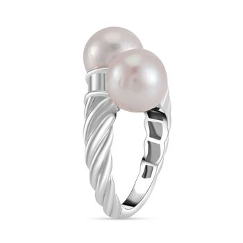 Wei&szlig;e Edison Perle (9-10 mm) Ring 925 Silber rhodiniert