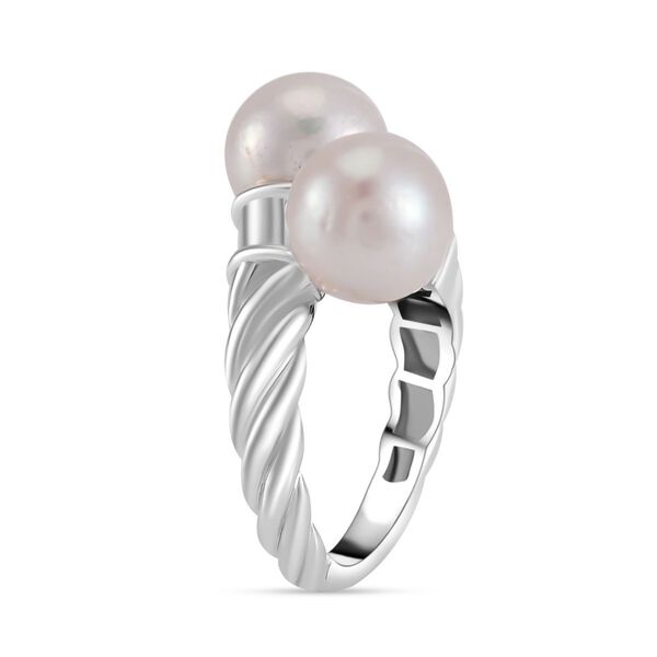 Wei&szlig;e Edison Perle (9-10 mm) Ring 925 Silber rhodiniert image number 3