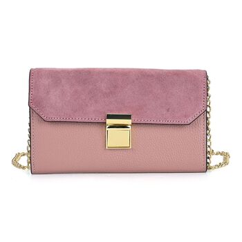 100% Echtleder Clutch mit RFID Schutz, Rosa