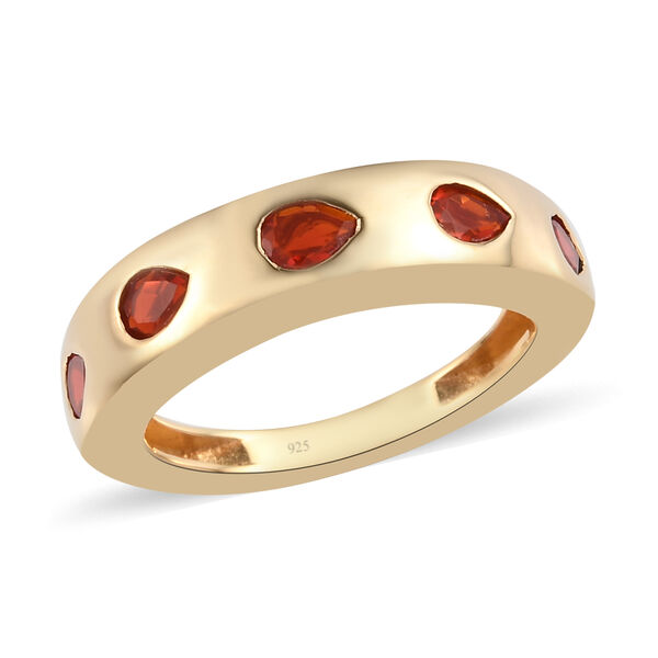 Mexikanischer Kirschfeuer-Opal-Ring, 925 Silber Gelbgold Vermeil  ca. 0,49 ct image number 4