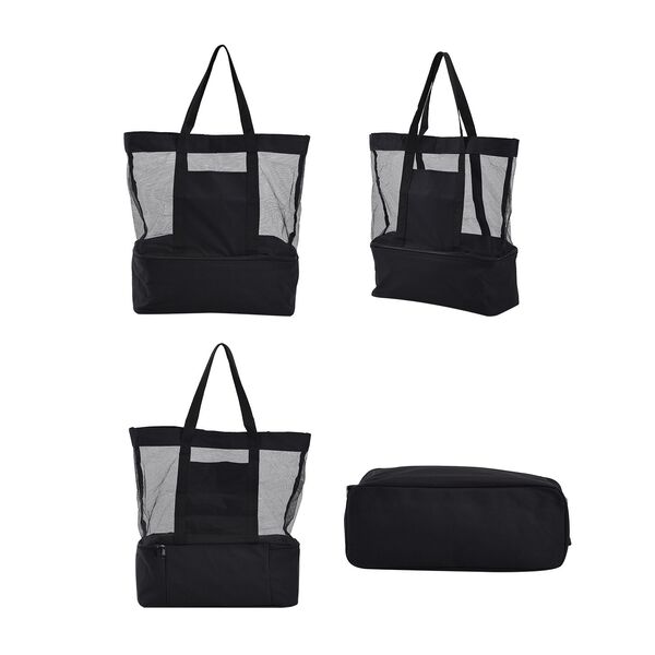Zweist&ouml;ckige Netz-Einkaufstasche mit K&uuml;hlfach, schwarz image number 8
