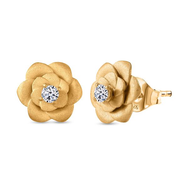 LUXURIANT SI-GH Labor Diamant Ohrringe, 925 Silber 750 Gelbgold Vermeil - 0,20 ct. image number 0