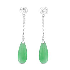 Grüne Jade Ohrringe 925 Silber rhodiniert ca. 10.00 ct