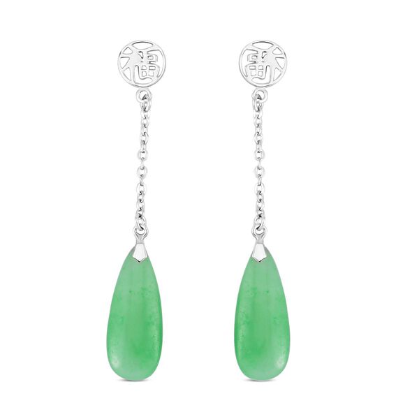 Grüne Jade Ohrringe 925 Silber rhodiniert ca. 10.00 ct image number 0