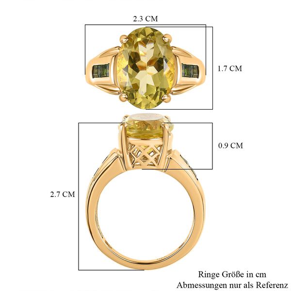 Ouro Verde-Quarz, Nat&uuml;rlicher Chromdiopsid Ring, 925 Silber Gelbgold Vermeil, (Gr&ouml;&szlig;e 16.00) ca. 5.88 ct image number 7
