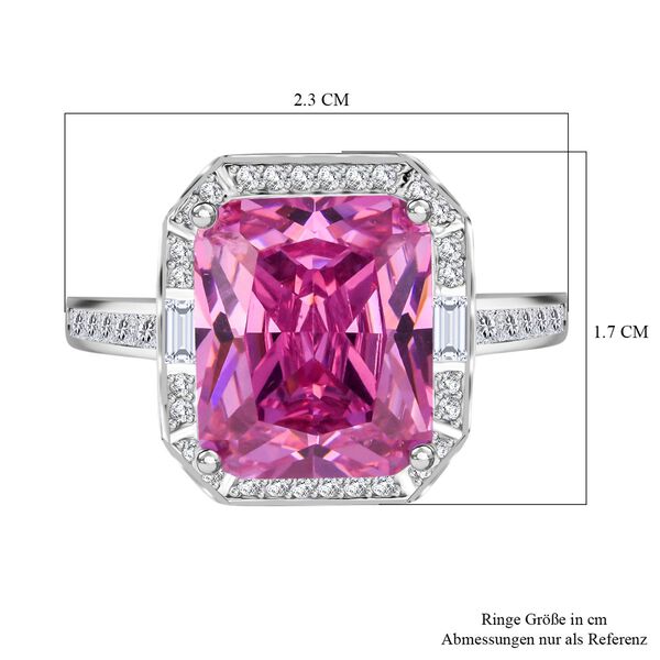 LUSTRO STELLA Rosa Saphir-farbener und weißer Zirkonia Ring - 11,70 ct. image number 6