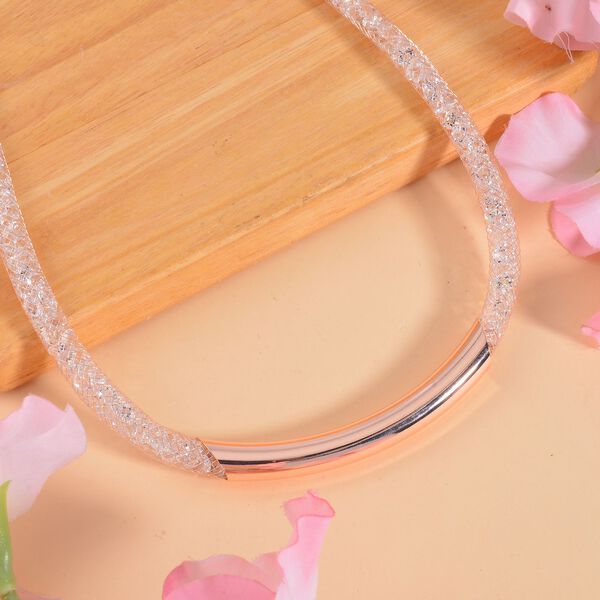 Weißer Kristall Halskette ca. 48 cm Messing image number 2