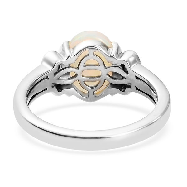 Natürlicher Äthiopischer Opal und Zirkon Ring 925 Silber zweifarbige Überzug image number 5