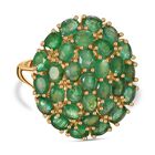 Kagem Sambischer Smaragd Ring 925 Silber 750 Gelbgold Vermeil (Größe 18.00) ca. 5,18 ct