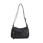 Crossbody Handtasche aus 100% echtem Leder mit Krokoprägung, Schwarz image number 0