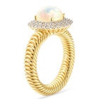 Natürlicher Äthiopischer Opal und Zirkon Halo Ring 925 Silber Gelbgold Vermeil image number 3
