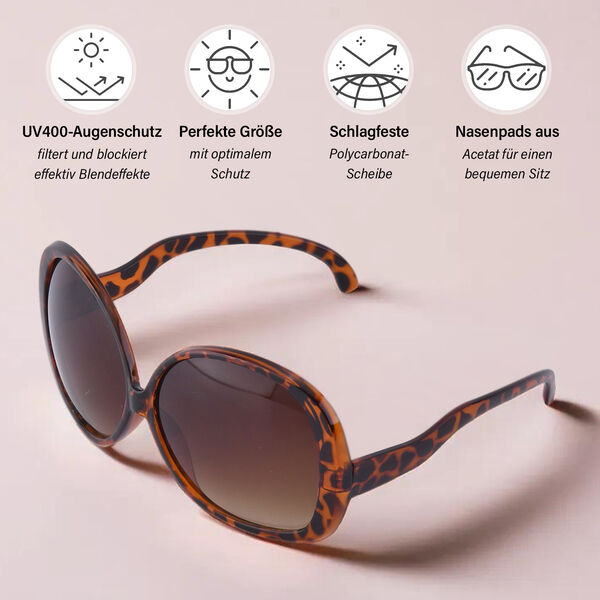 Sonnenbrille mit UV400 Schutz, Leopardenmuster image number 4