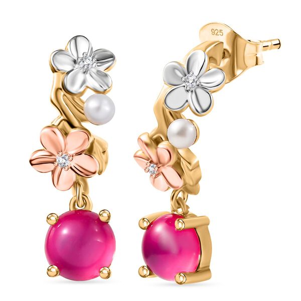 D'Joy Maulbeer Mondstein, S&uuml;&szlig;wasserperle und Zirkon zweifarbige Ohrringe