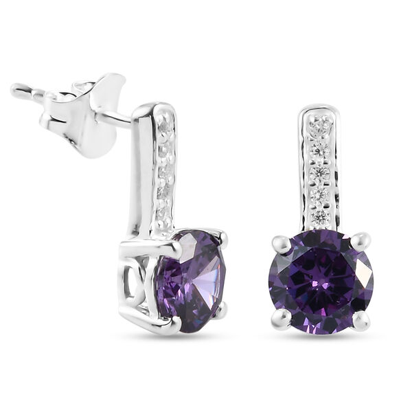 LUSTRO STELLA - Amethyst und Wei&szlig;er Zirkonia Ohrh&auml;nger 925 Silber&nbsp; image number 4
