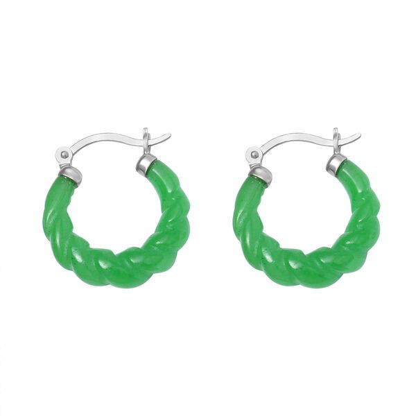 2er Set - Gr&uuml;ne Jade Armband und Ohrringe Schmuckset, 925 Silber rhodiniert ca. 129.00 ct image number 5