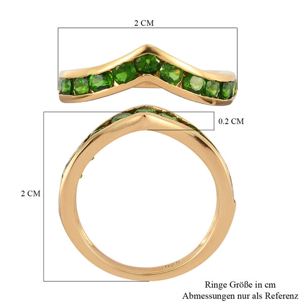 Nat&uuml;rlicher Chromdiopsid Ring 925 Silber vergoldet  ca. 1,10 ct image number 7