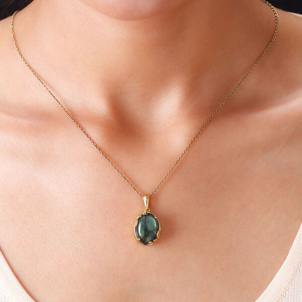 Labradorit Anh&auml;nger 950 Kupfer Ionenbeschichtetes Gold Platin ca. 10,35 ct image number 2