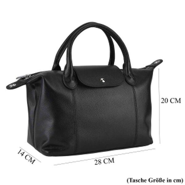 Leder Crossbody Bag mit Rei&szlig;verschlussf&auml;chern, verstellbarem Schulterriemen, 28 x 14 x 20 cm, Schwarz image number 8