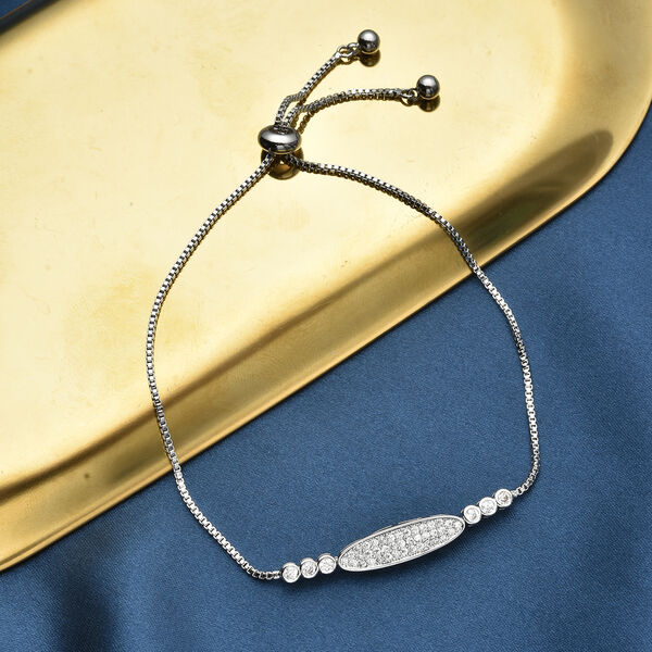 Weißes Zirkonia Bolo-Armband, ca. 15.25 cm, silberfarben image number 2