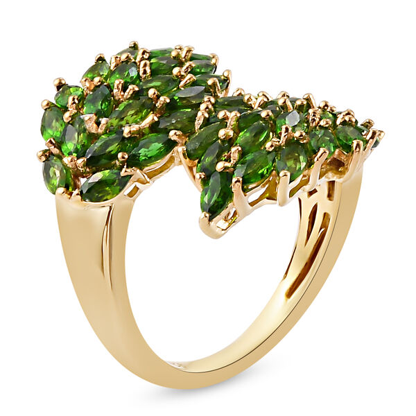 nat&uuml;rlicher Chromdiopsid Bypass Ring 925 Silber vergoldet  ca. 3,64 ct image number 5